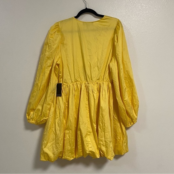 Eloquii Dress Women’s Size 16 Yellow Bubble hem Puff Sleeve Mini Dress NWT - Picture 7 of 15